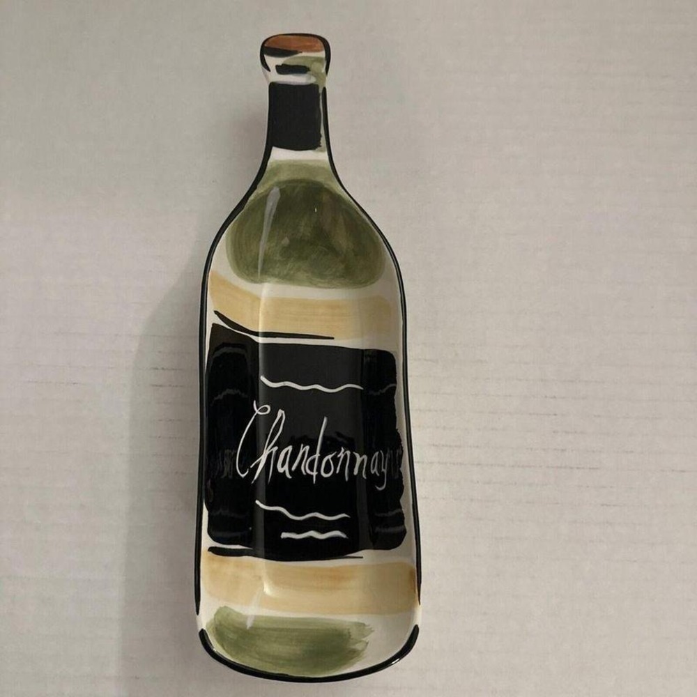 Clay Art Chardonnay Wine Aerving Dish Snack Tray‎ Spoon Rest 11 X 3